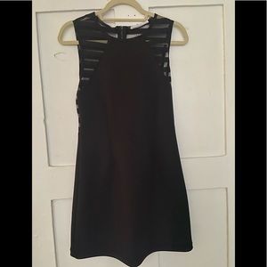 BCBG Black Dress with mesh design cap sleeve